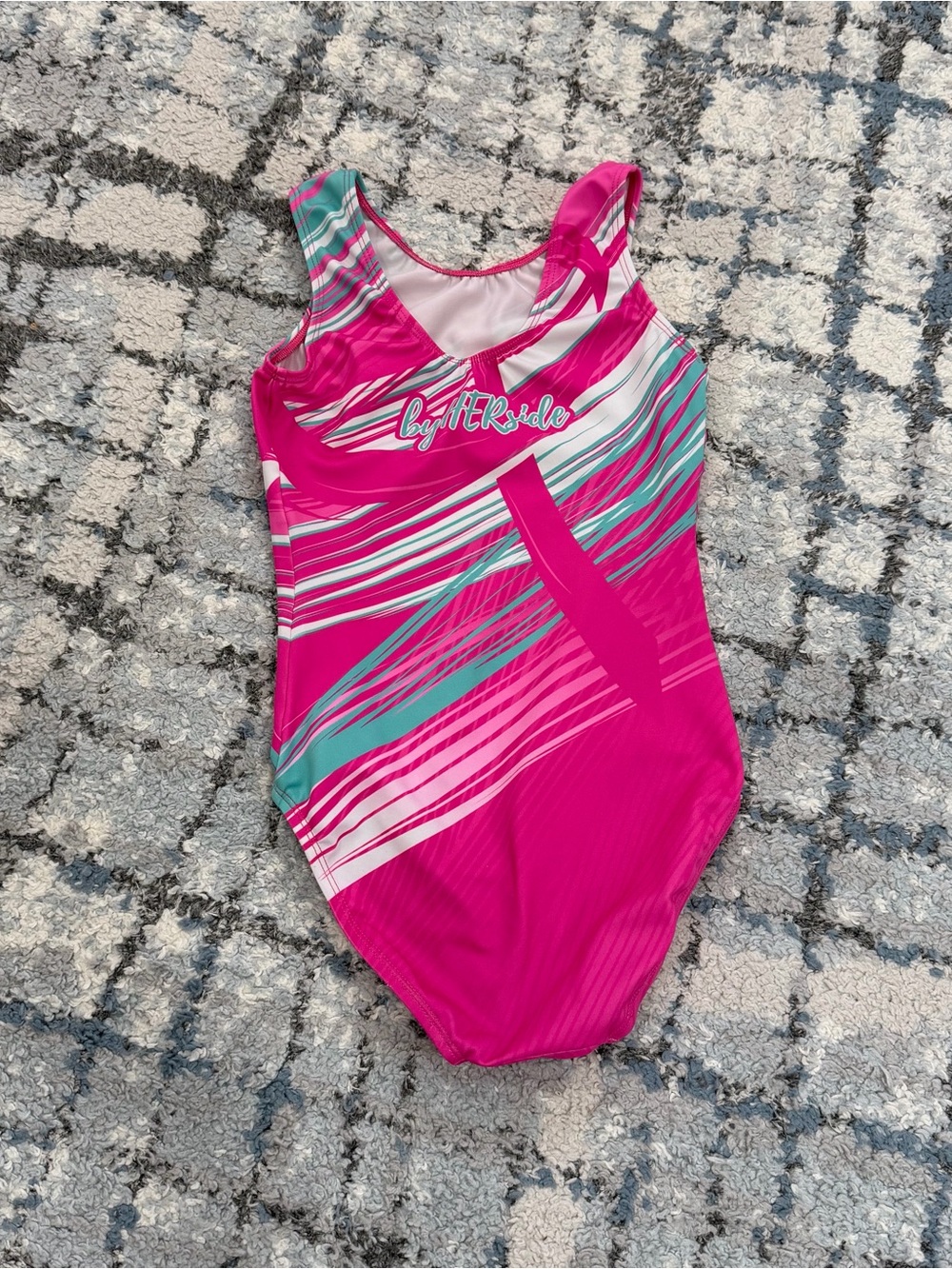 GK Elite BREAST CANCER AWARENESS Gymnastics LEOTARD Pink “BY HER SIDE” Size: CL